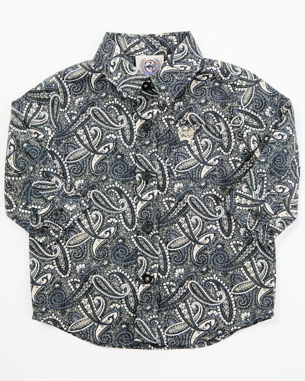 Image #1 - Cinch Infant Boys' Paisley Print Long Sleeve Button-Down Western Shirt, Black, hi-res
