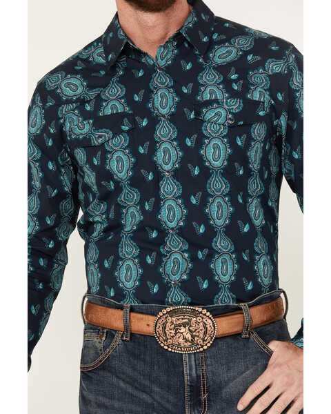 Image #3 - Gibson Trading Co Men's Take It Easy Long Sleeve Snap Western Shirt, Indigo, hi-res