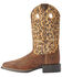 Ariat Women's Round Up Crossroads Western Performance Boots - Broad Square Toe, Leopard, hi-res
