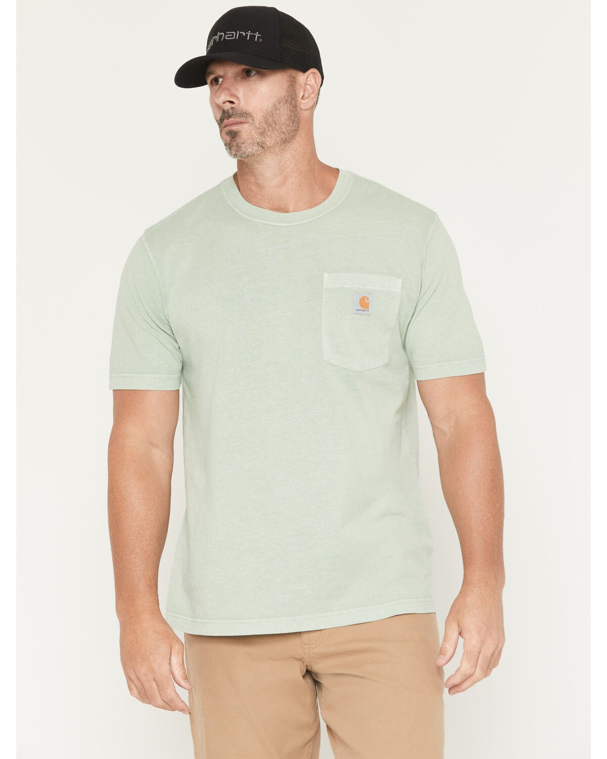 Carhartt Men's Relaxed Fit Lightweight Short Sleeve Pocket Work T-Shirt, Seafoam, hi-res