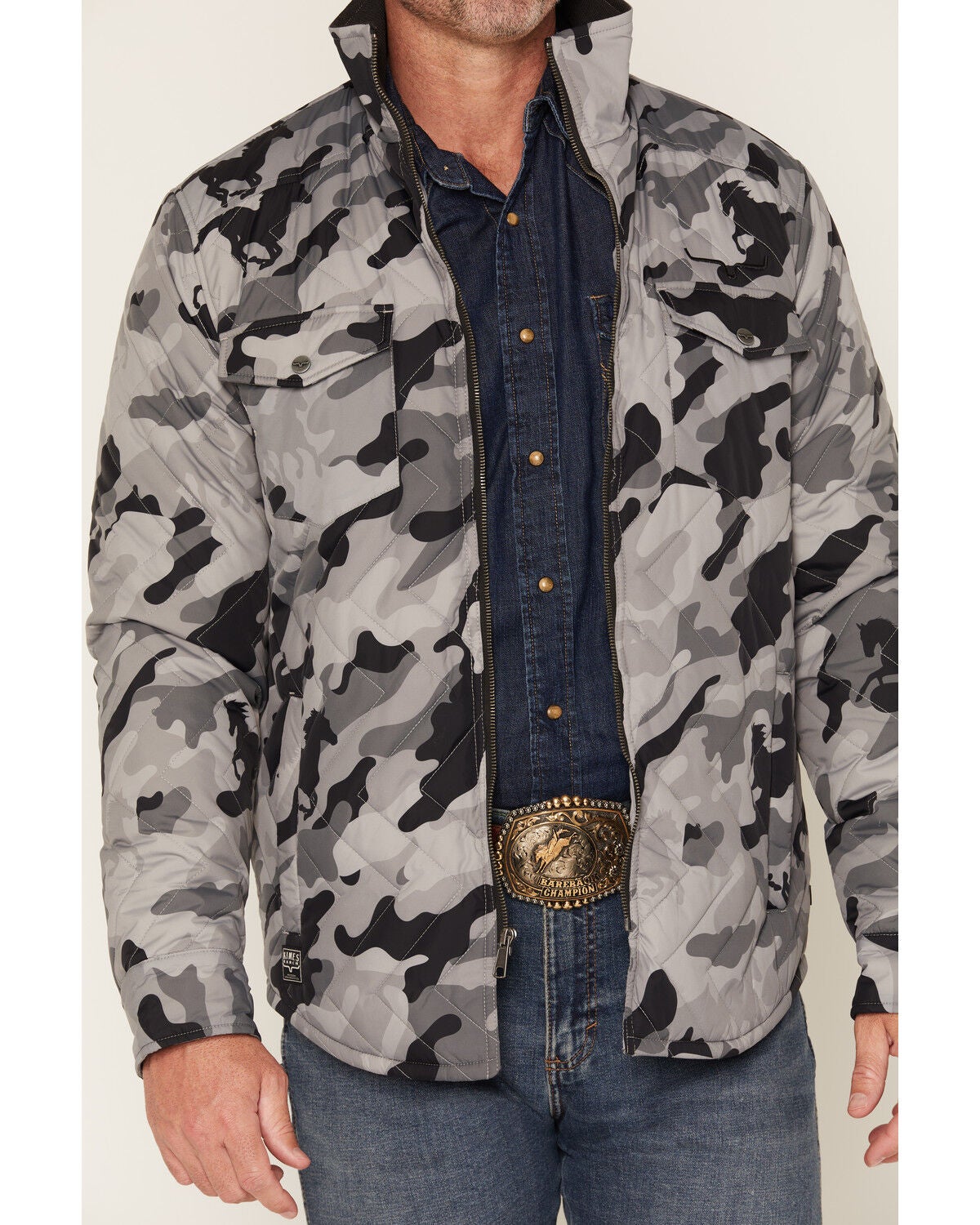 Image #3 - Kimes Ranch Men's Camo Print Quilted Zip-Up Jacket, Charcoal, hi-res