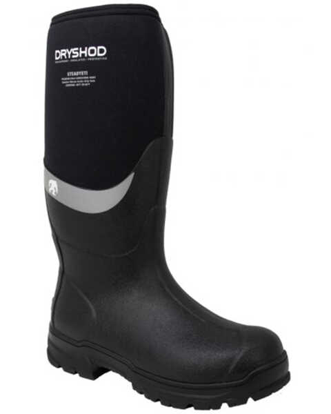 Image #1 - Dryshod Men's Steadyeti Hi-Cut Genuine Vibram Arctic Grip Pull On Outdoor Boots - Round Toe, Black/grey, hi-res