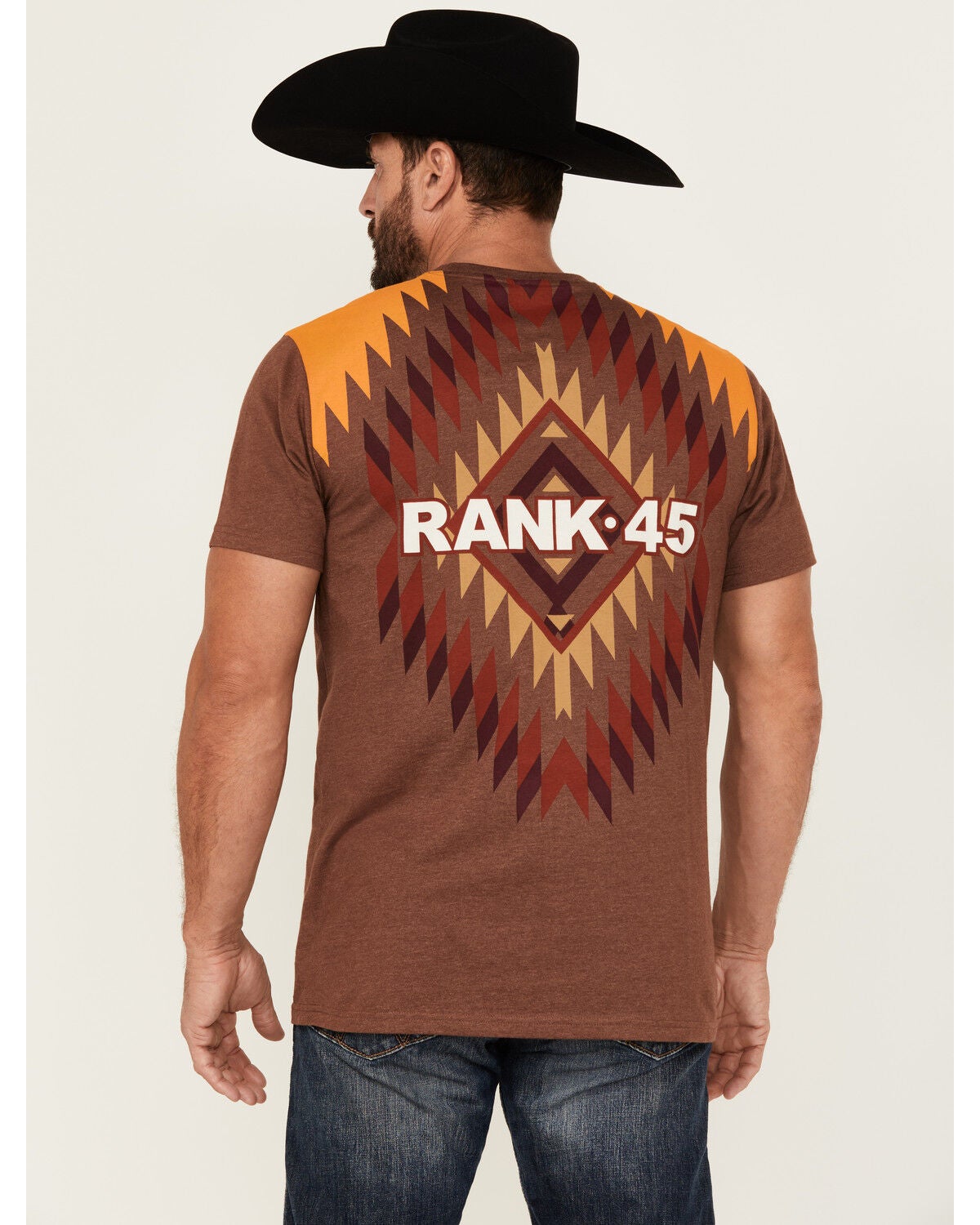 Image #1 - RANK 45&reg; Men's Jarred Southwestern Logo Short Sleeve Graphic T-Shirt, Coffee, hi-res