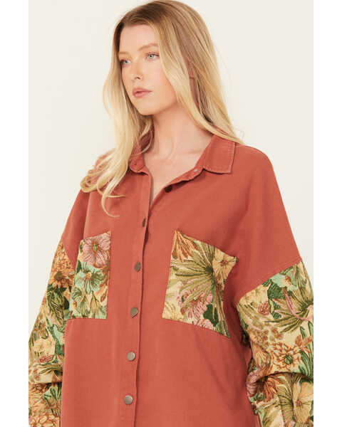 Image #2 - POL Women's Tapestry Shacket, Rust Copper, hi-res