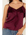 Image #3 - Shyanne Women's Solid Satin Ruffle Front Tank Top, Fuchsia, hi-res