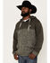 Hooey Men's Jimmy Quilted 1/4 Button Hooded Pullover, Olive, hi-res