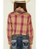 Ariat Girls' R.E.A.L Enchanting Plaid Embroidered Yoke Long Sleeve Snap Western Shirt , Pink, hi-res