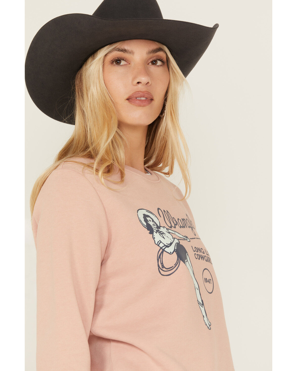 Image #2 - Wrangler Retro Women's Long Live Cowgirls Logo Crewneck, Pink, hi-res