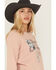 Image #2 - Wrangler Retro Women's Long Live Cowgirls Logo Crewneck, Pink, hi-res