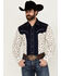 Image #1 - Wrangler Men's Rodeo Ben Color Block Floral Print Long Sleeve Pearl Snap Western Shirt, Multi, hi-res
