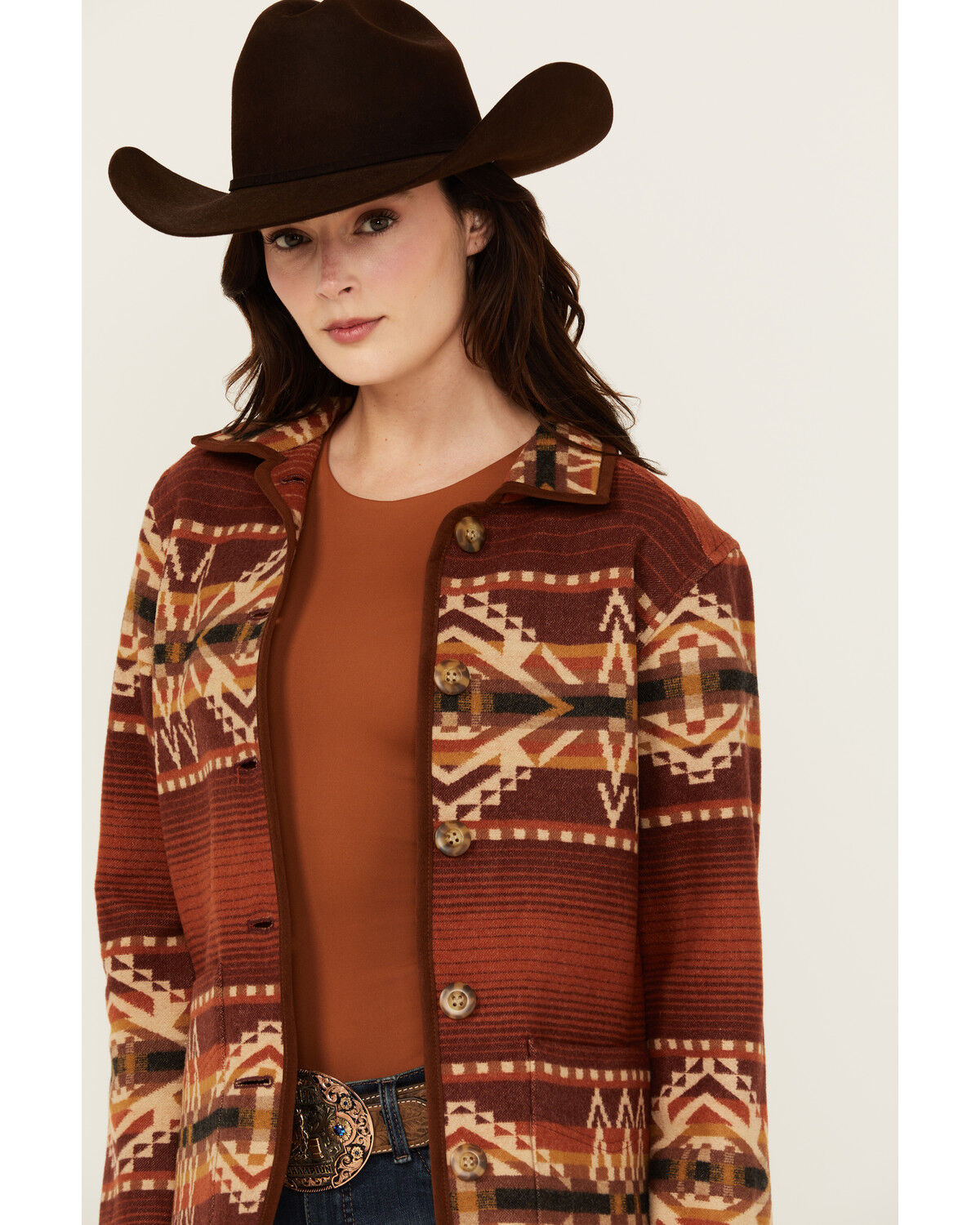 Image #2 - Pendleton Women's Reversible Printed Jacket, Rust Copper, hi-res