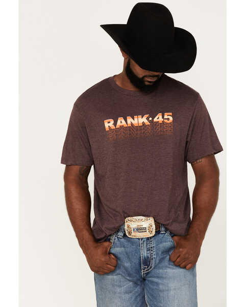 Image #1 - RANK 45® Men's Serape Shadow Logo Short Sleeve Graphic T-Shirt, Brick Red, hi-res