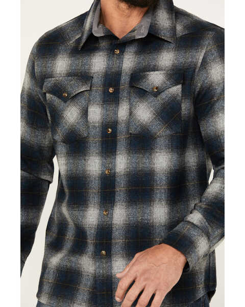 Image #3 - Pendleton Men's Canyon Ombre Plaid Print Long Sleeve Snap Western Shirt, Dark Blue, hi-res