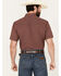Roper Men's West Made Geo Print Short Sleeve Pearl Snap Shirt, Burgundy, hi-res