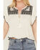 Image #3 - Free People Women's Ribbed Short Sleeve Embroidered Shirt , White, hi-res
