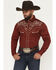 Image #1 - Rodeo Clothing Men's Embroidered Embellished Long Sleeve Snap Western Shirt, Burgundy, hi-res