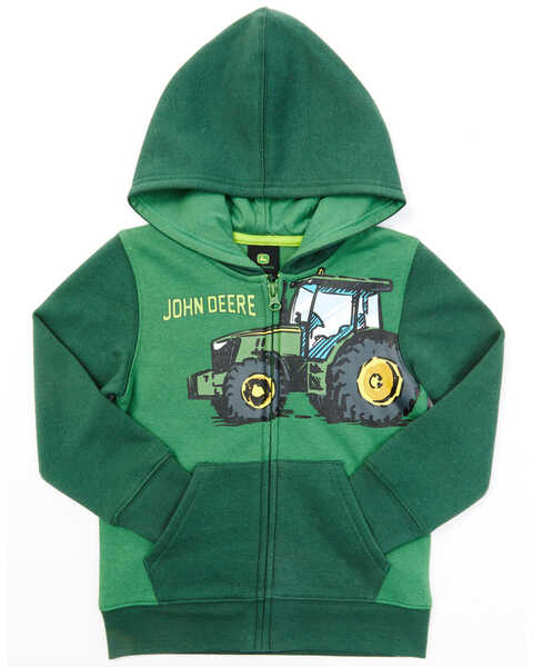John Deere Toddler Boys' Green Fleece Zip Hooded Sweatshirt, Green, hi-res