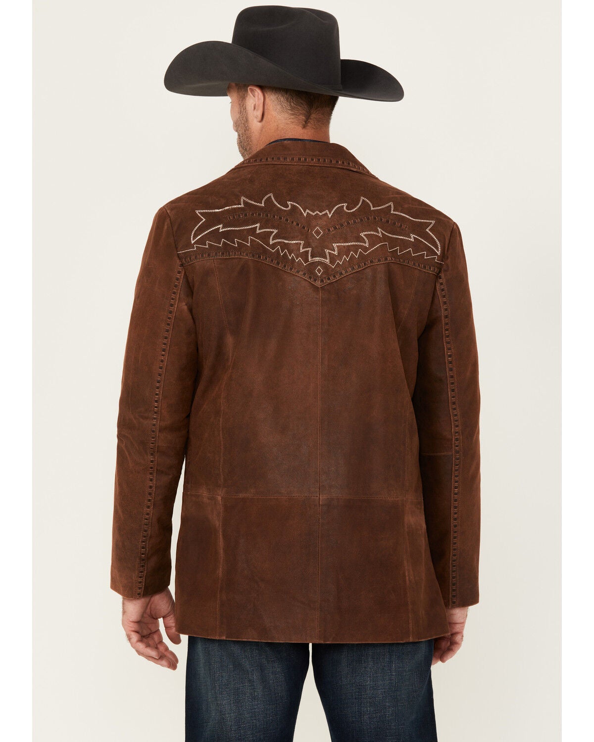 Image #4 - Cripple Creek Men's Leather Stitched Blazer, Brown, hi-res