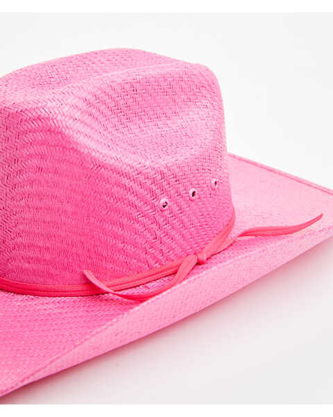 Image #2 - Twisted Little Kids' Straw Cowboy Hat , Hot Pink, hi-res