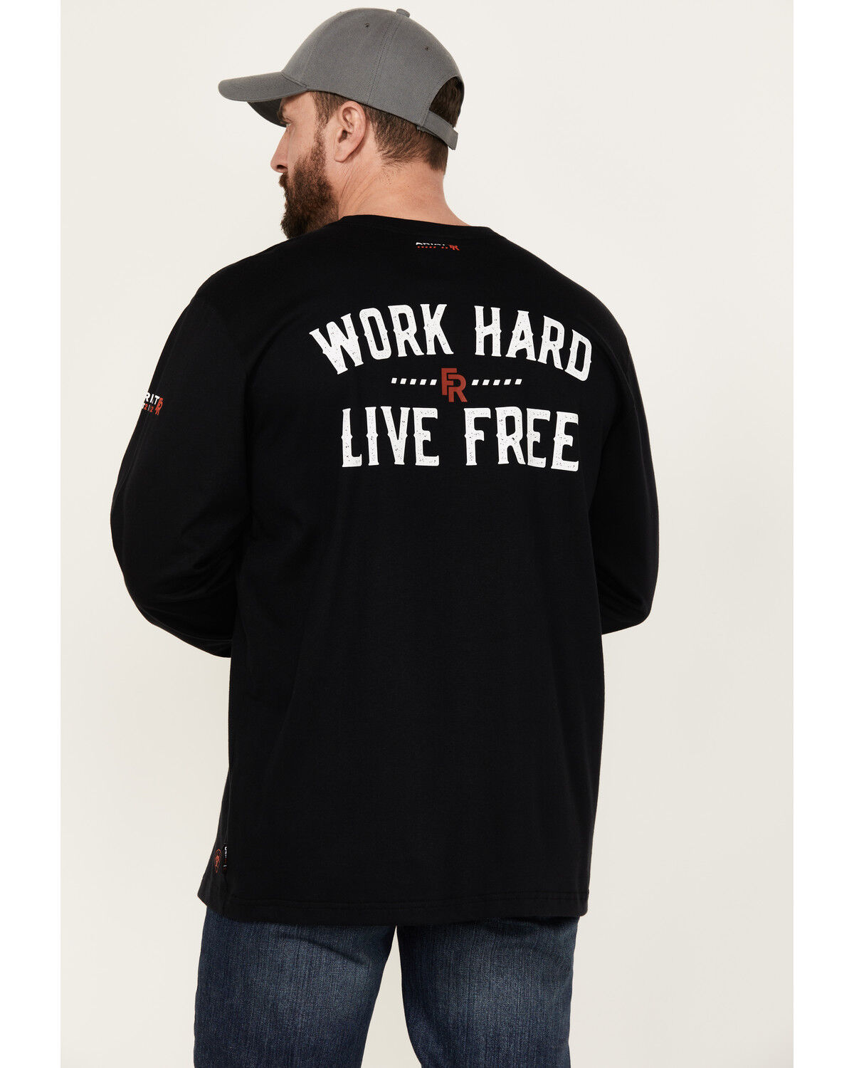 Image #1 - Ariat Men's FR Work Hard Live Free Long Sleeve T-Shirt, Black, hi-res