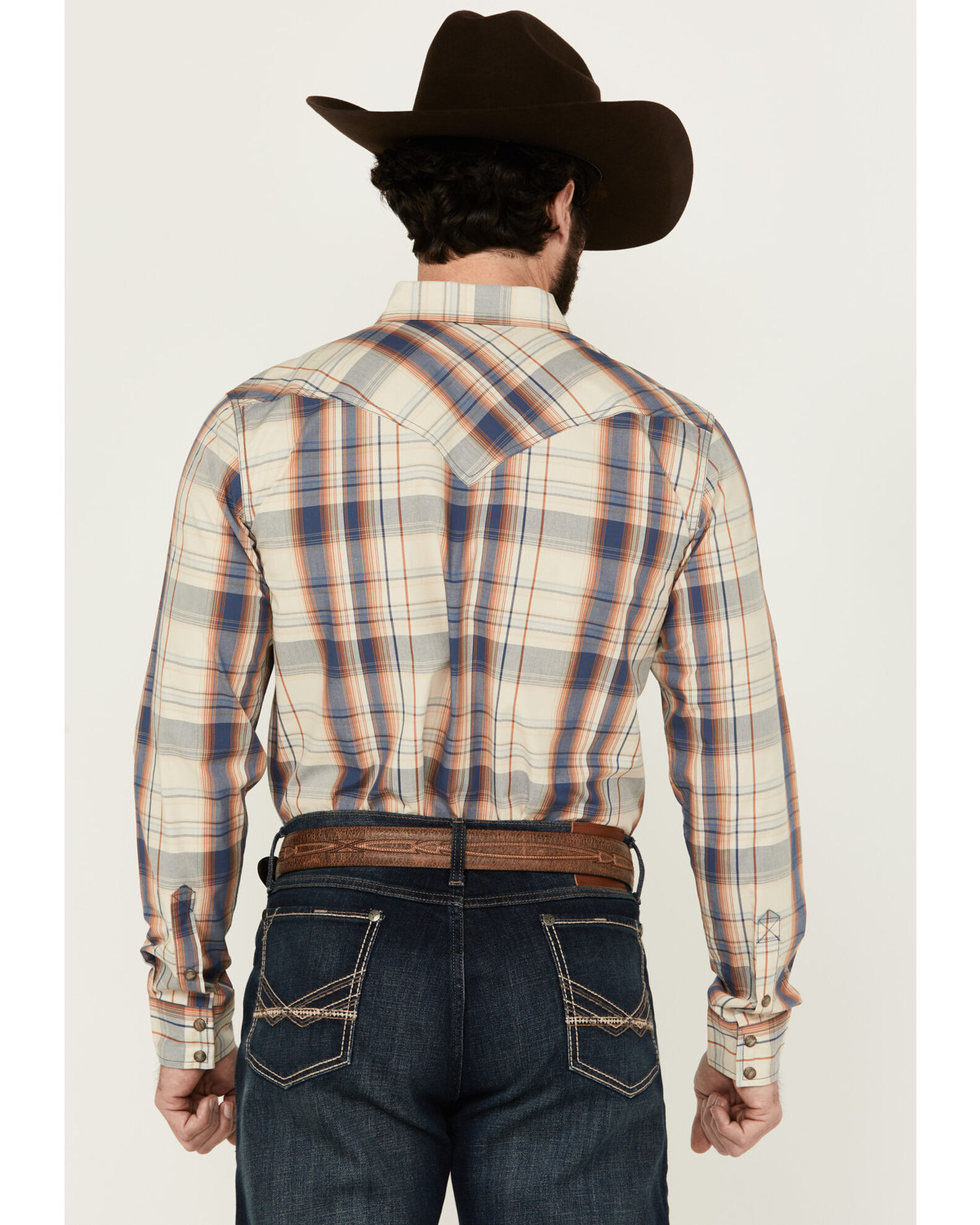 Image #4 - Cody James Men's Pay Day Plaid Print Long Sleeve Snap Western Shirt, Tan, hi-res