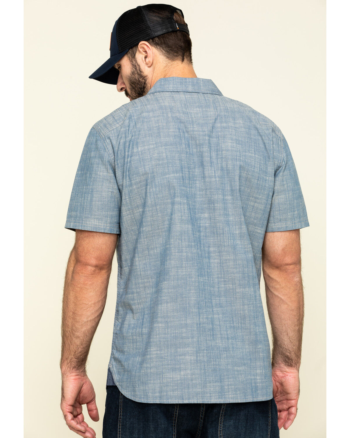 Image #2 - Hawx Men's Rancho Chambray Solid Short Sleeve Work Shirt, Blue, hi-res