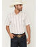 Image #1 - Kimes Ranch Men's Sonny COOLMAX&reg; Stripe Print Short Sleeve Snap Western Shirt, Red, hi-res