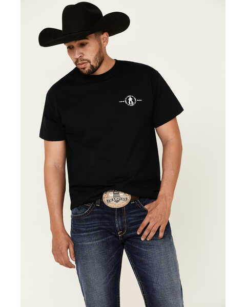 Cowboy Up Men's I Bleed Red White & Blue Short Sleeve Graphic T-Shirt , Black, hi-res
