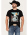 Image #1 - Rock & Roll Denim Men's Dale Brisby Pow Pow Skull Scenic Short Sleeve Graphic T-Shirt, Black, hi-res