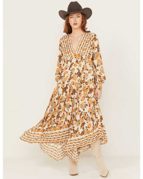 Image #1 - Free People Women's Rows of Roses Floral Maxi Dress, Ivory, hi-res
