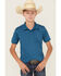 Image #1 - Ariat Boys' Tek Short Sleeve Button-Down Polo Shirt, Blue, hi-res