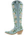 Botas Caborca For Liberty Black Women's Embroidered Roses Tall Western Boots - Snip Toe, Light Blue, hi-res