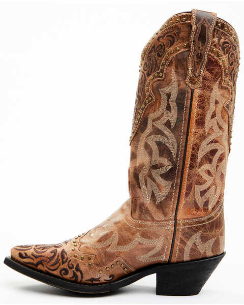 Laredo Women's Braylynn Studded Leather Western Performance Boots - Snip Toe, Lt Brown, hi-res