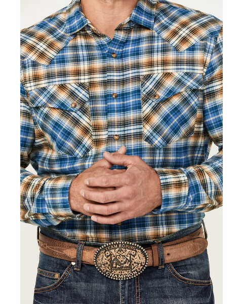 Image #3 - Pendleton Men's Wyatt Plaid Print Long Sleeve Snap Western Shirt , Tan, hi-res