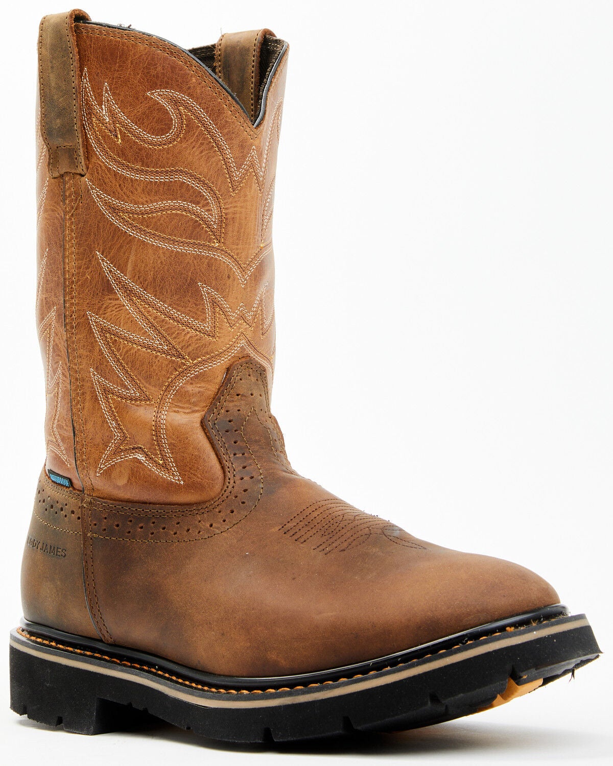 Cody James Men's Mustang Pull-On Waterproof Work Boots - Soft Toe, Tan, hi-res
