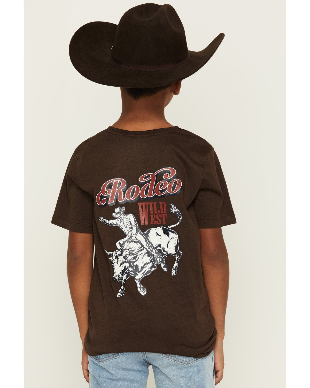 Image #4 - Sable Sky Boys' Rodeo Bull Rider Short Sleeve Graphic T-Shirt, Dark Brown, hi-res