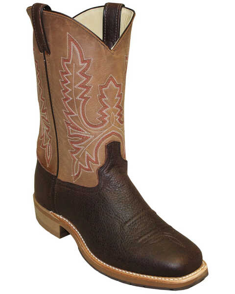 Abilene Men's Bison Two-Toned Western Boots - Round Toe, Brown, hi-res