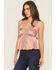 Image #2 - Shyanne Women's Satin Lace Trim Sleeveless Button-Down Tank Top, Mauve, hi-res