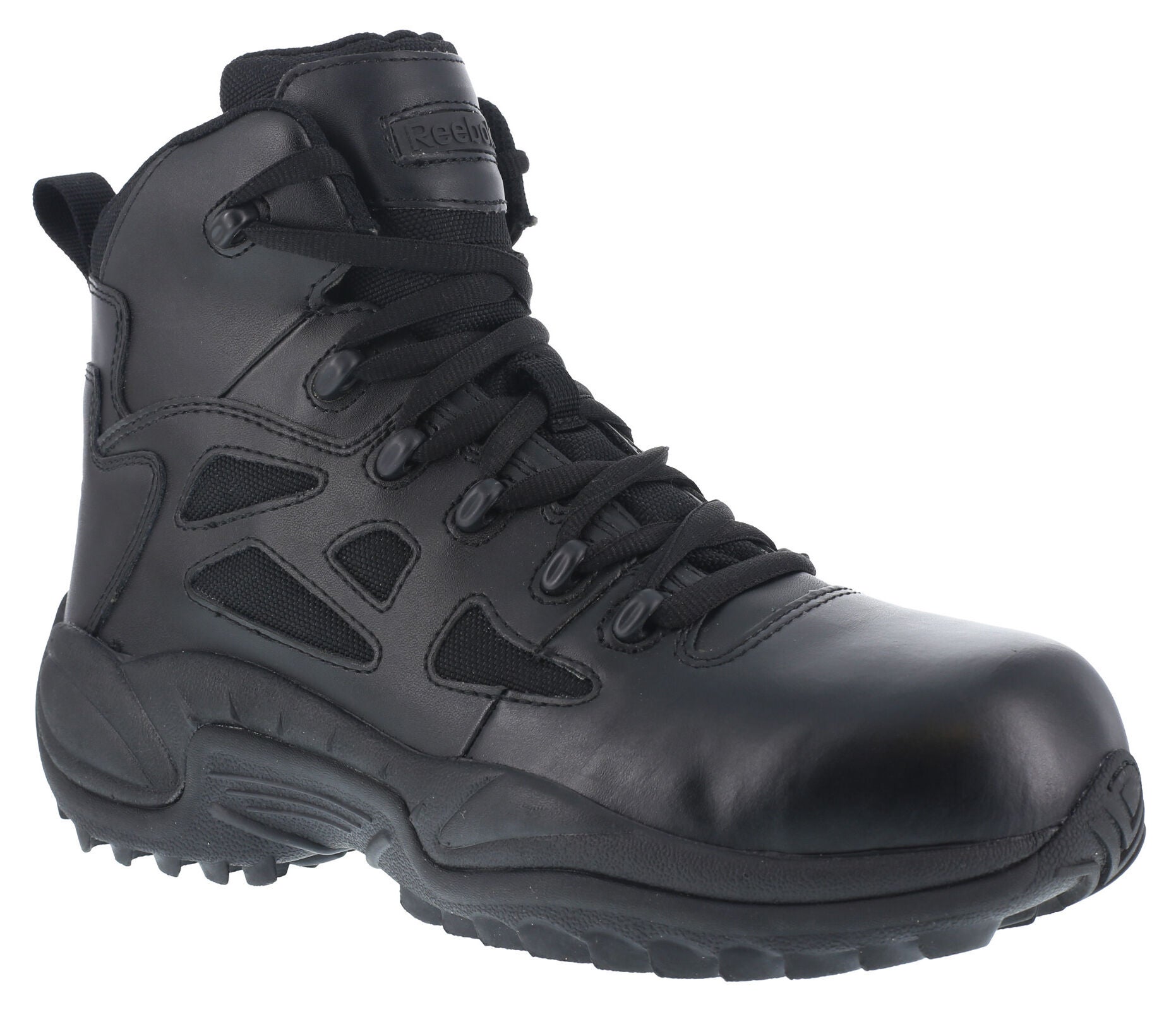 Reebok Women's Stealth 6" Lace-Up Side Zip Work Boots - Composite Toe, Black, hi-res