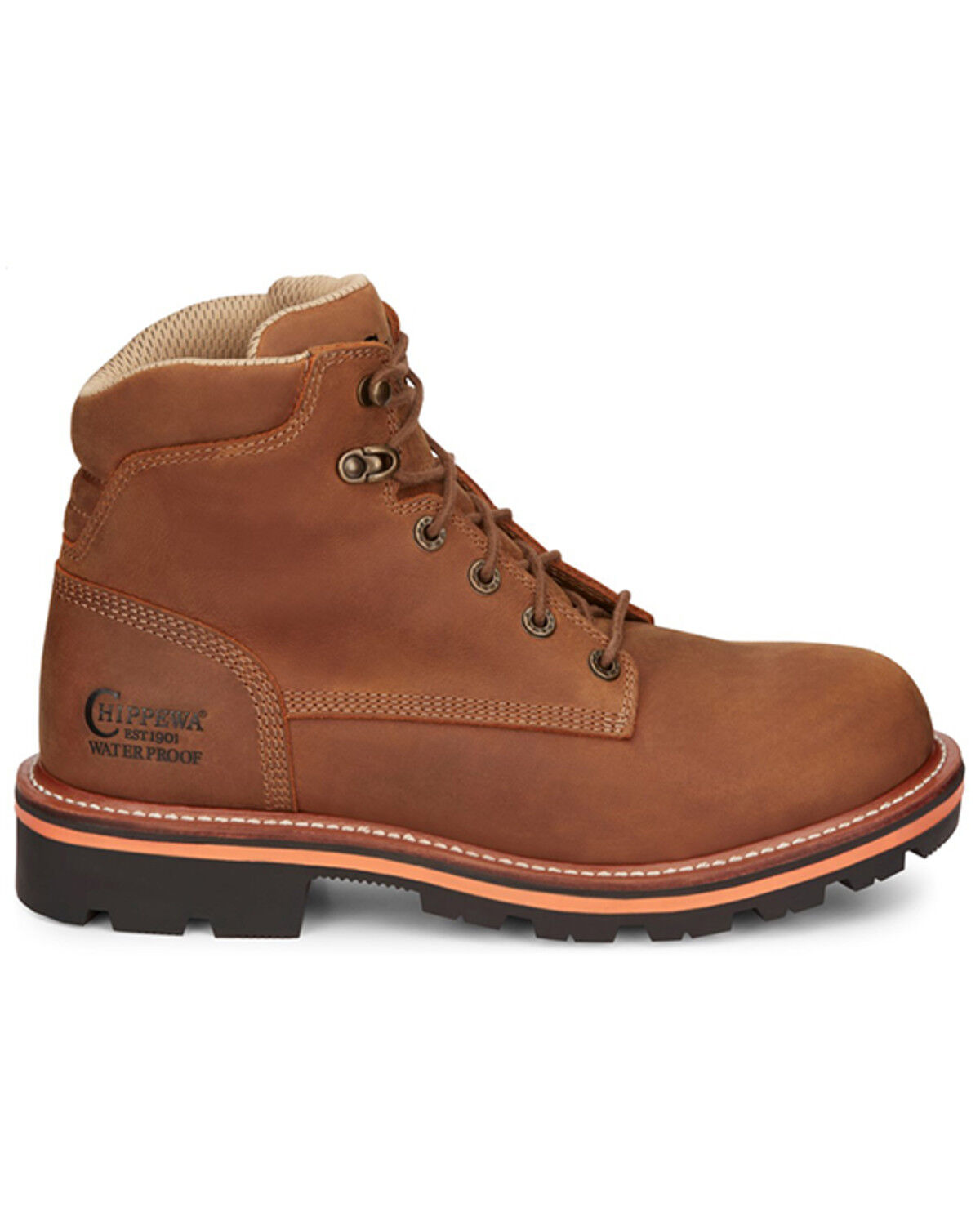 Image #2 - Chippewa Men's Thunderstruck 6" Lace-Up Waterproof Work Boots - Round Toe, Lt Brown, hi-res