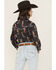 Image #4 - Cowgirl Hardware Women's Cowgirl Conversation Print Long Sleeve Snap Stretch Western Shirt, Black, hi-res