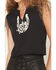 Image #3 - Idyllwind Women's Jane Horseshoe Fringe Graphic Muscle Tank Top, Black, hi-res