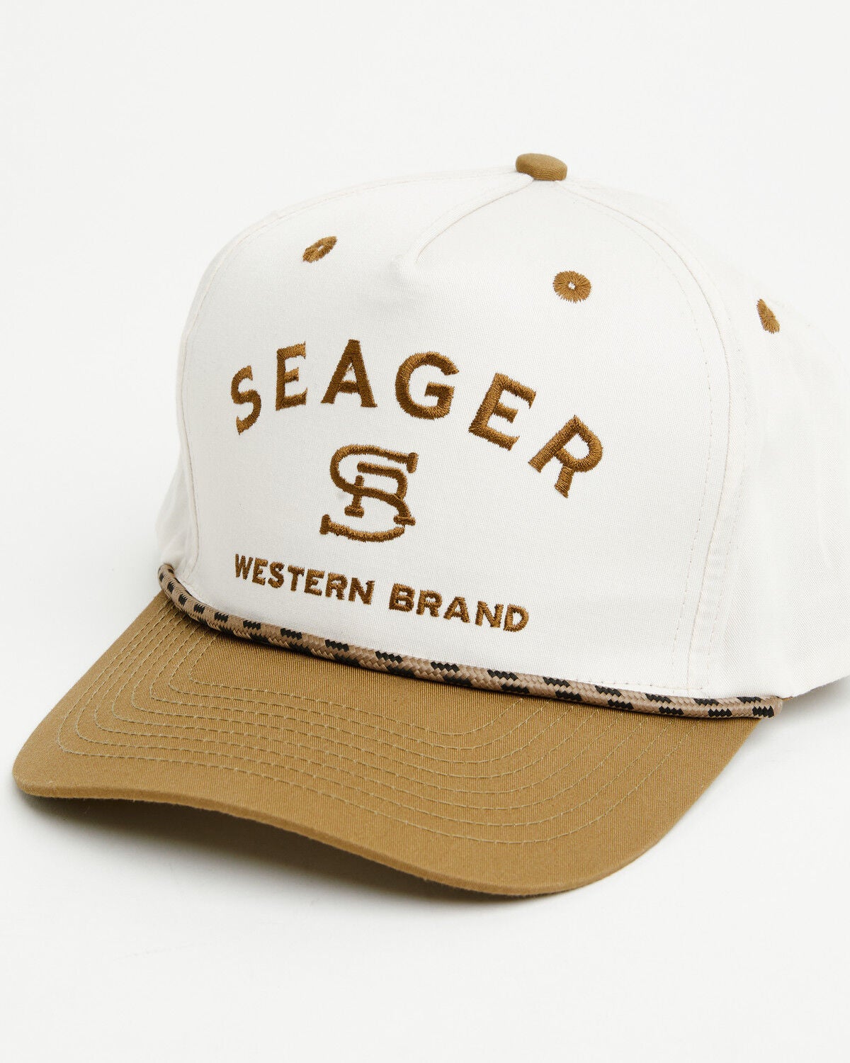 Image #2 - Seager Men's Branded Ball Cap, Cream/brown, hi-res