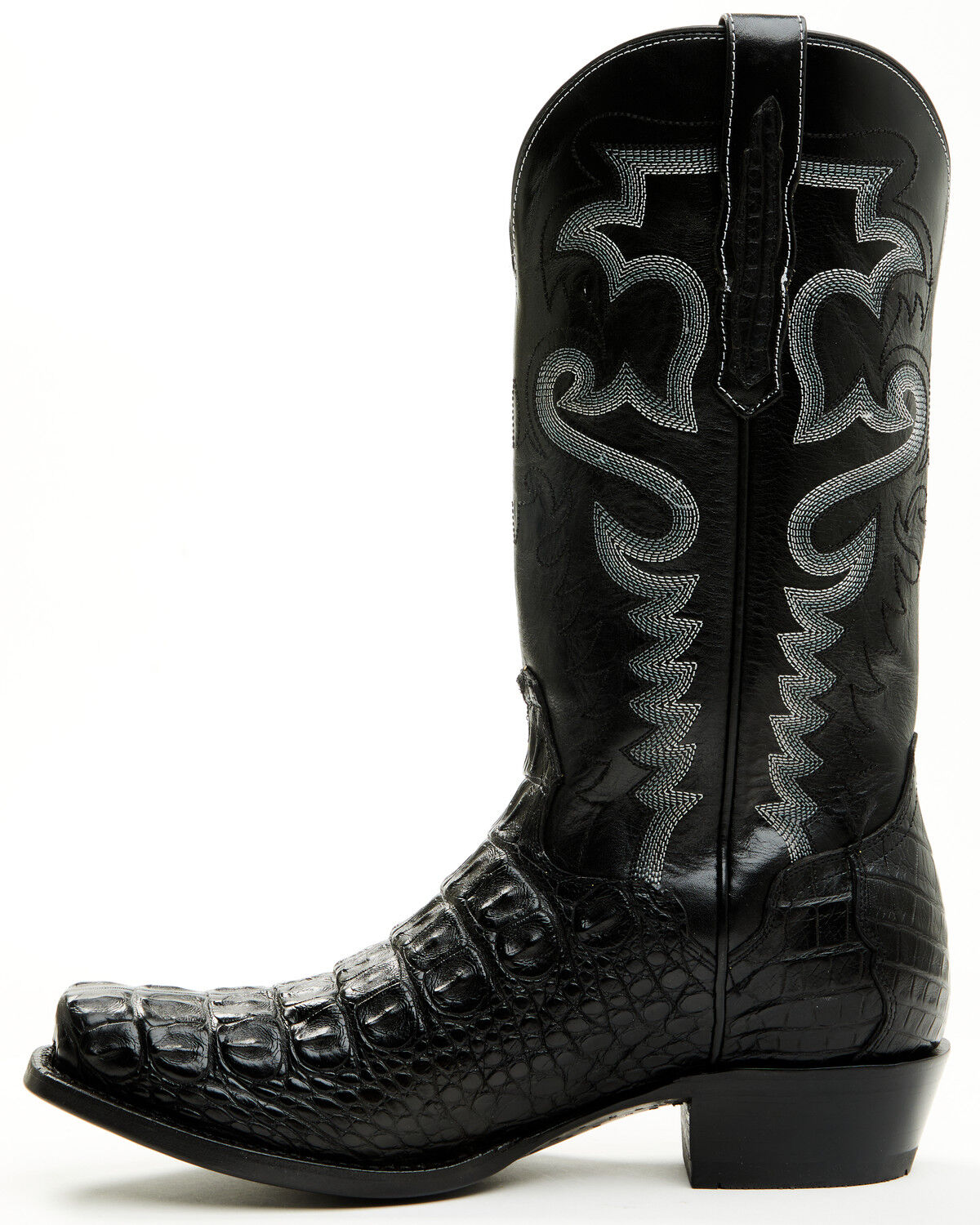 Image #3 - El Dorado Men's Exotic American Alligator Western Boots - Square Toe, Black, hi-res