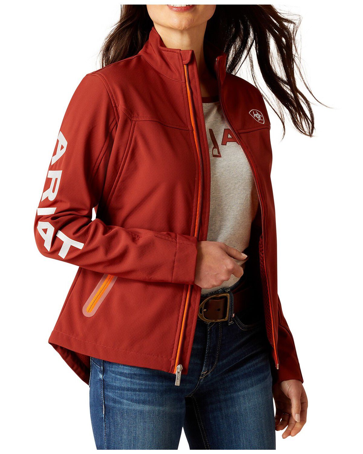 Ariat Women's New Team Softshell Jacket, Red, hi-res