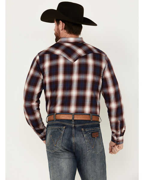 Image #4 - Cody James Men's Uncle Sam Plaid Print Long Sleeve Snap Western Shirt, Navy, hi-res