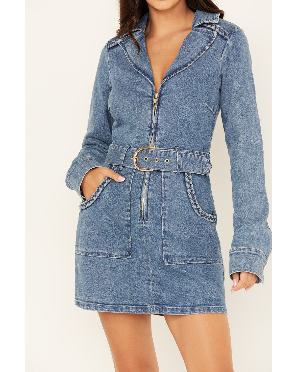 Image #3 - Show Me Your Mumu Women's Outlaw Medium Wash Denim Mini Dress, Medium Wash, hi-res