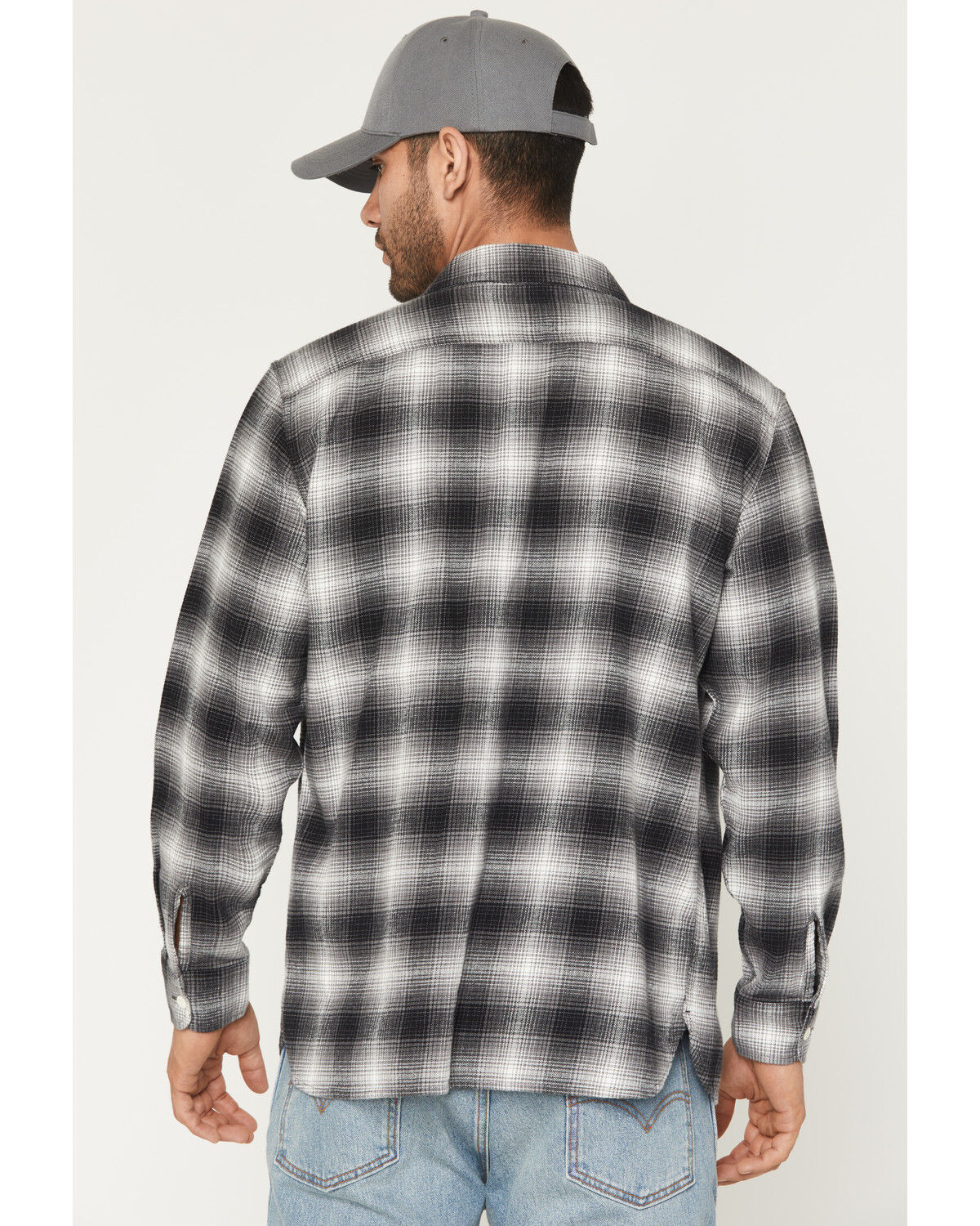 Image #4 - Levi's Men's Scottie Plaid Print Long Sleeve Button-Down Flannel Shirt, Charcoal, hi-res