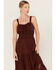 Image #2 - Angie Women's Crochet Lace-Up Maxi Dress, Brown, hi-res