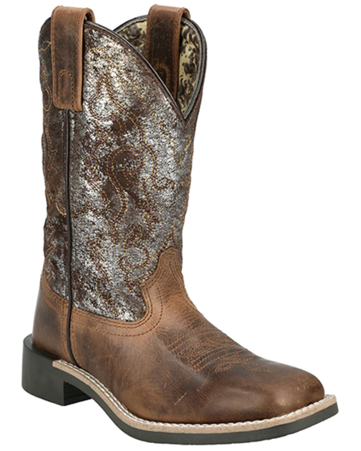 Image #1 - Smoky Mountain Little Girls' Sadie Western Boots - Broad Square Toe, Brown, hi-res